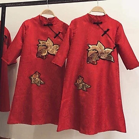 Đầm Váy Cách Tân Dáng Ngắn Màu Đỏ Phong Cách Trung Hoa Cho Nữ ADT02
