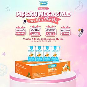 Sữa trái cây VPMILK Omega vị CAM tự nhiên cho bé trên 1 tuổi hộp 110ml (Thùng 48 hộp)