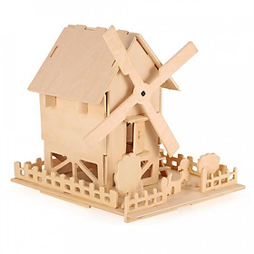 Đồ chơi lắp ráp gỗ 3D mô hình nhà gỗ năng lượng mặt trời