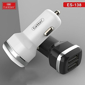 Mua Củ sạc ô tô Es138  tẩu xạc trên xe hơi 2 cổng usb có dây sạc đi kèm cho iphone samsung DATA shop