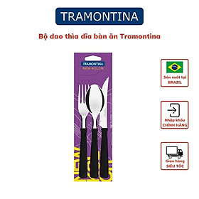 Bộ Dao Thìa Dĩa Tramontina 3 Món Cán Nhựa Lưỡi Thép Không Gỉ Nhập Khẩu Brazil