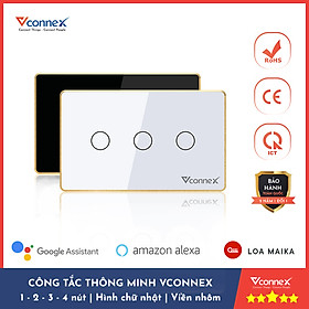 Công tắc thông minh wifi cảm ứng điều khiển từ xa, hình chữ nhật viền nhôm, công suất 800-2500W. Bảo hành 2 năm 1 đổi 1