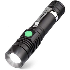 Hình ảnh Đèn bỏ túi LED USB có thể sạc lại, đèn pin 600 lumens, IP65 không thấm nước, 4 chế độ chiếu sáng, đèn bỏ túi có thể phóng to cho ngôi nhà, khu cắm trại, chuyến đi bộ