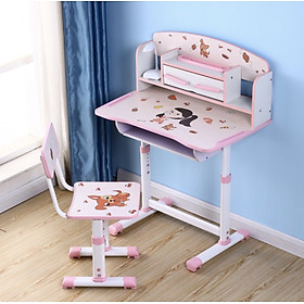 Mua Bộ bàn học sinh bàn học thông minh cho bé chống cận chống gù điều chỉnh được độ cao có giá sách ngăn đựng đồ C03