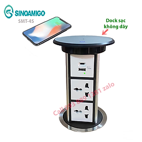 Mua Ổ cắm thông minh lắp âm bàn đảo Sinoamigo SMT-4S  nâng hạ tự động  tích hợp sạc không dây 15W  chống nước IP54 - Hàng chính hãng