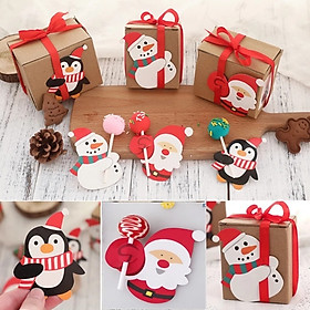 Set 10 Thiệp Giấy Noel Giấy Gói Kẹo Mút Giáng Sinh - Quà Tặng Noel Xinh Xắn