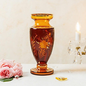 Lọ hoa pha lê Tiệp Khắc màu hổ phách Hàng chính hãng