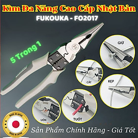 Kềm nhọn, Kìm điện đa năng cao cấp Nhật Bản 5 trong 1 FUKOUKA FO-2017 8inch/220mm (Kẹp-Cắt-Uốn-Cuộn-Tuốt dây) Nhập Khẩu Trực Tiếp An Toàn Dễ Sử Dụng