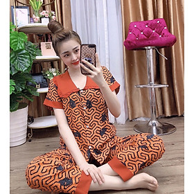 Bộ pijama lụa mango phối màu sang trọng dưới 62kg