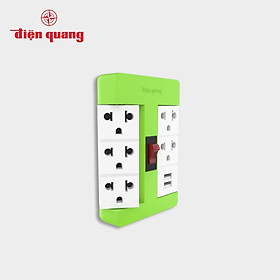 Ổ cắm xoay 90° Điện Quang ĐQ ESK RT 53 2USB (5 lỗ 3 chấu, 2USB)