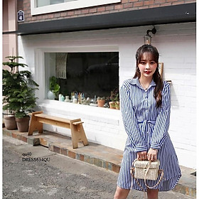 DRESS526 ĐẦM SUÔNG KẺ SỌC DÀI TAY