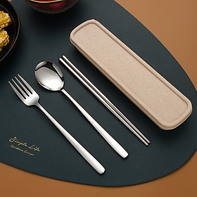 Mua Bộ thìa đũa muỗng dĩa Inox 304 thép không gỉ tái chế sử dụng thân thiện môi trường tặng kèm hộp đựng chắc chắn Yorn