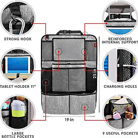 Car Backseat Organizer Truck Oxford Cloth Hanging Pouch Keep  Large Capacity Back Seat Storage Pocket for Tissue Box Magazine Toy