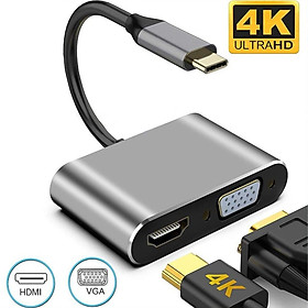 Mua Cáp chuyển đổi hub Type C 4K Vinetteam 4 in 1 Type C ra HDMI VGA USB 3.0 và cổng sạc chuyên dụng cho điện thoại  laptop hỗ trợ chế độ Dex ( màu ngẫu nhiên) - hàng chính hãng