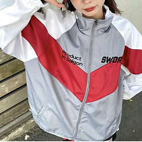 Áo Khoác Dù Kiểu Sọc Màu in Số 8 Kèm Logo Thêu Cổ Đứng SWDR Phong Cách Hàn Quốc Trẻ Trung Nam Nữ Có Khoá Kéo Siêu Tiện Lợi Hàng Chuẩn