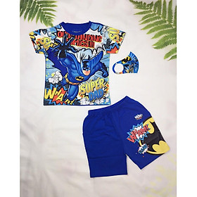 Đồ Bộ Bé Trai in Hình Nhân Vật Siêu Nhân Nhện-Đội Trưởng Mỹ-Người Dơi từ 11kg-42kg. Hình in sắc nét 3D