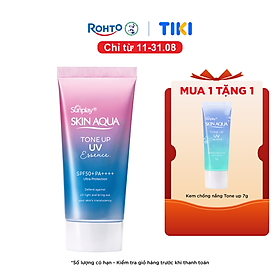 Tinh chất chống nắng nâng tông Skin Aqua Tone up Lavender cho da tối màu & da vàng Sunplay Skin Aqua Tone Up UV Essence Lavender SPF 50+ PA++++ 50g