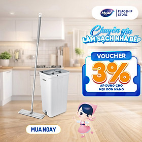 [Phiên bản nâng cấp] Bộ Lau Nhà MyJae Đài Loan Sợi Microfiber 2 Ngăn Tự Vắt Xoay 360 Độ Thông Minh 123cm