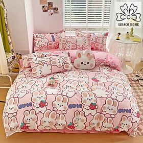 Bộ chăn ga gối cotton LIDACO PL1 - Thỏ dâu SP001502