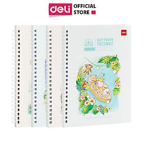 Sổ Tay Ghi Chép Lò Xo Kẻ Ngang A5 Gáy Xoắn 120 Trang Deli - Phù Hợp Làm Sổ Kế Hoach Planner, Viết Nhật Kí, Tập Vở Học Sinh Sổ Tay Văn Phòng - Màu Ngẫu Nhiên - LA560 ELA560 LPA560