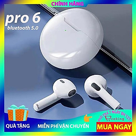 Mua tai nghe nhét tai pro 6 bản cao cấp ECOKING{ MUA 1 TẶNG 1 TAI NGHE DÂY} kết nối bluetooth 5.0 ẩm thanh nổi chân thực có
