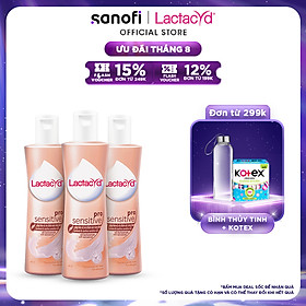 Bộ 3 chai Dung Dịch Vệ Sinh Phụ Nữ Lactacyd Pro Sensitive Cho Da Nhạy Cảm 250ml/chai