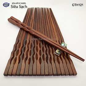 Mua Đũa Gỗ Trắc đầu lượn sóng (Hộp 10 Đôi) CTH758 - Đũa gỗ để mộc siêu sạch