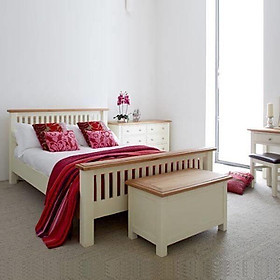 Mua Combo Giường đôi + tủ đầu giường gỗ sồi tự nhiên Juliet - Màu trắng kem nóc sồi