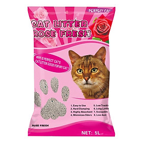 Cát Vệ Sinh Cho Mèo Hương Hoa Hồng - Perfect Cat 5 Lít