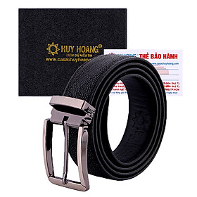 Dây nịt nam da cá đuối Huy Hoàng màu đen HT4501-02-03-04