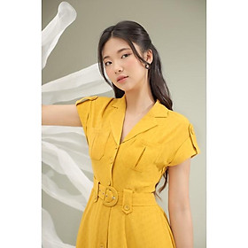 Đầm sơ mi cúc trước cách điệu chất liệu cotton linen may hai lớp CLARA MARE Colourful Shirtwaist Dress DRE4001