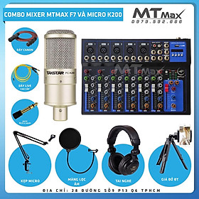 Mua Combo mic thu âm livestream karaoke micro k200 + mixer f7 MT Max full phụ kiện bảo hành 12 tháng