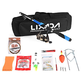 Lixada Fishing Tackle Set With 2.1m Telescopic Fiberglass Fishing Sea Rod Spinning Fishing Reel Fishing Baits Hooks