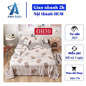 Bộ chăn ga gối đũi bèo A freesize  gồm 1 mền chần, 1 drap 1m6x2m 1m8x2m, 2