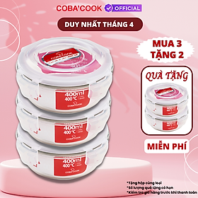 Bộ Hộp Đựng Thực Phẩm Bảo Quản Thức Ăn Thủy Tinh Chịu Nhiệt Mua 3 TẶNG 2- 400ml
