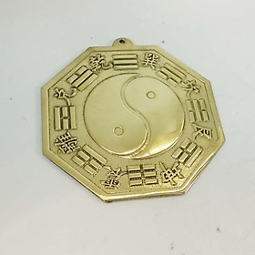 Gương bát quái bằng đồng phong thủy chấn trạch 12cm