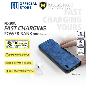 Mua Pin Sạc Dự Phòng MicroPack ANTIBACTERIAL POWER STORE 1020 PB-1020 Dung Lượng 10.000mAh Phủ Lớp Da PU Kháng Khuẩn Hàng Chính Hãng