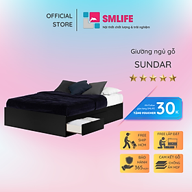 Giường ngủ gỗ hiện đại SMLIFE Sundar  | Gỗ MDF dày 17mm chống ẩm | D205xR165xC40cm - Màu
