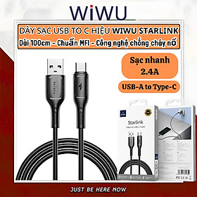 Mua Dây cáp sạc nhanh 2.4A USB-A to Type C Hiệu WIWU Starlink - Chuẩn sạc MFI  chống rối  đầu cáp siêu bền  công nghệ AI chống cháy nổ iP 15 16 Pro Max iPad Pro S21 S22 S23 S24 Redmi cho Oppo - Hàng nhập khẩu