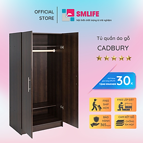 Tủ quần áo gỗ hiện đại SMLIFE Cadbury  | Gỗ MDF dày 17mm chống ẩm | D80xR50xC165cm