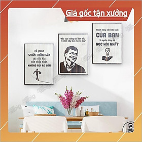 Bộ 3 tấm tranh động lực những câu nói hay của Bill Gates kích thước 40x30cm