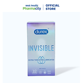 Bao Cao Su Durex Invisible Extra Thin, Extra Lubricated (Hộp 10 Cái)