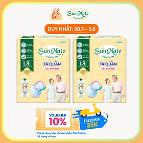 Combo 2 Tã Quần Người Lớn Sunmate Mềm Mại L8 (8 Miếng)