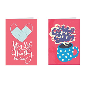 Thiệp Covid Stay safe, Getwell- combo 2c thiệp Greenwood (478)