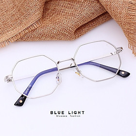 Kính Giả Cận, Gọng Kính Cận Nam Nữ Mắt Lục Giác Gọng Bạc Không Độ Hàn Quốc - BLUE LIGHT SHOP