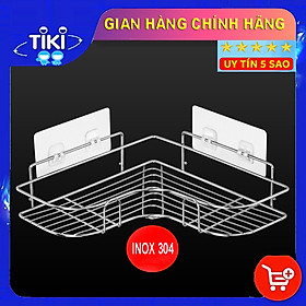  Kệ góc Inox 304 nhà tắm, nhà bếp, phòng khách tam giác dán tường siêu dính 