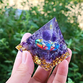 6cm Crystal Orgone Pyramid Energy Generator Meditation Yoga Balancing Positive Energy Natural Gemstone Stone Ornaments Desktop Decoration Purple
