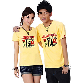 Bộ Áo Thun Đôi Nam Nữ Yêu Là Cưới Luôn Màu Vàng