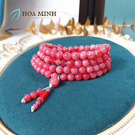 Vòng chuỗi 108 hạt đá Mã Não hồng đào size 8 li - 16-17.5cm