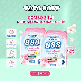 Combo 2 Túi Nước Giặt Xả 888 Hương Phấn Thơm Cao Cấp 2kg/Túi